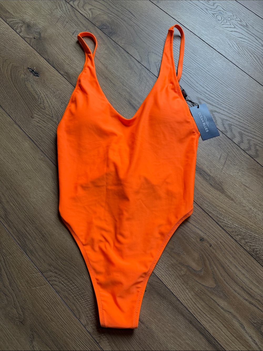 Bright Orange V-Neck One-Piece Swimsuit